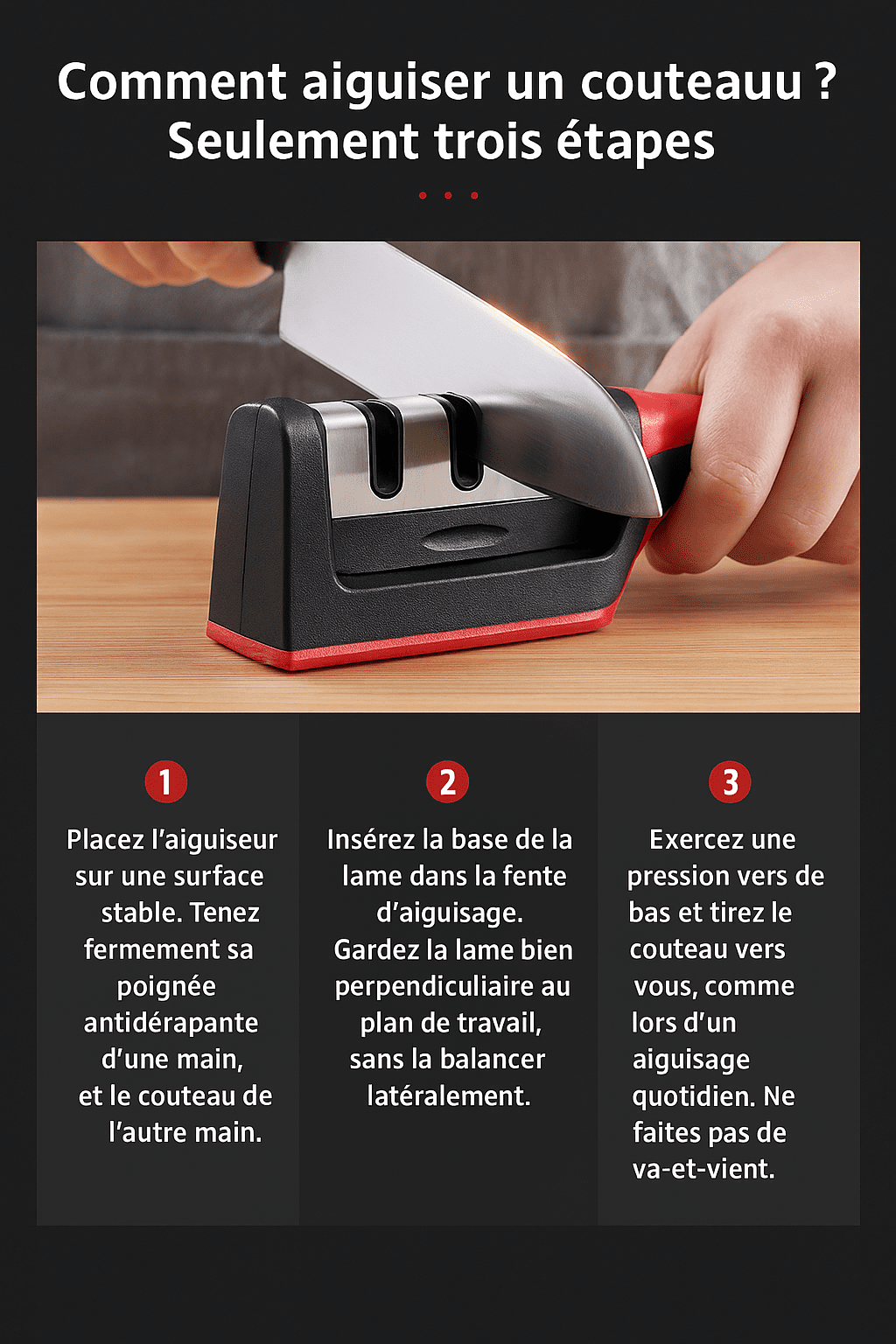 aiguiseur 3 segments Ravivpro étapes simples