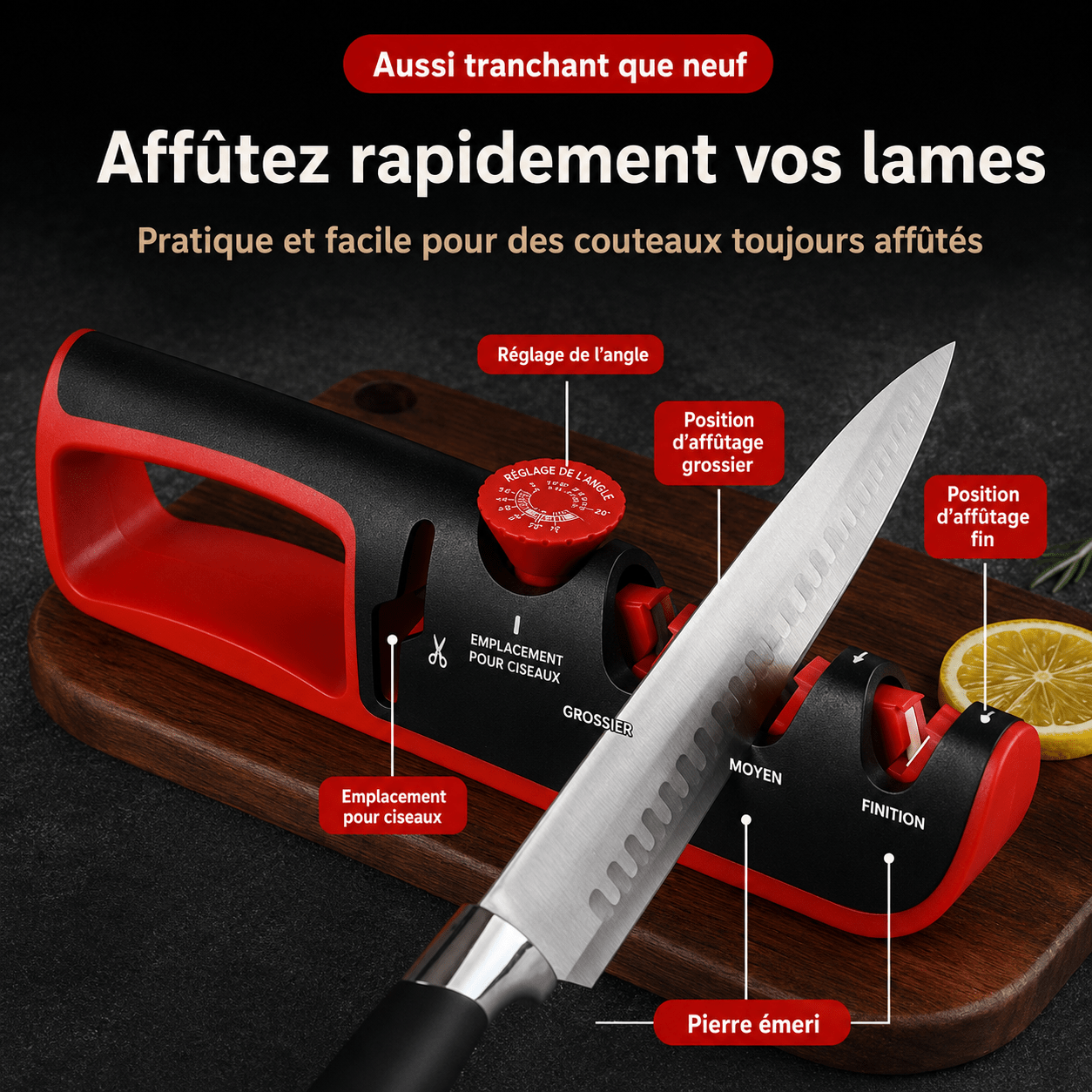 Aiguiseur Couteau 4 en 1 | Professionnel