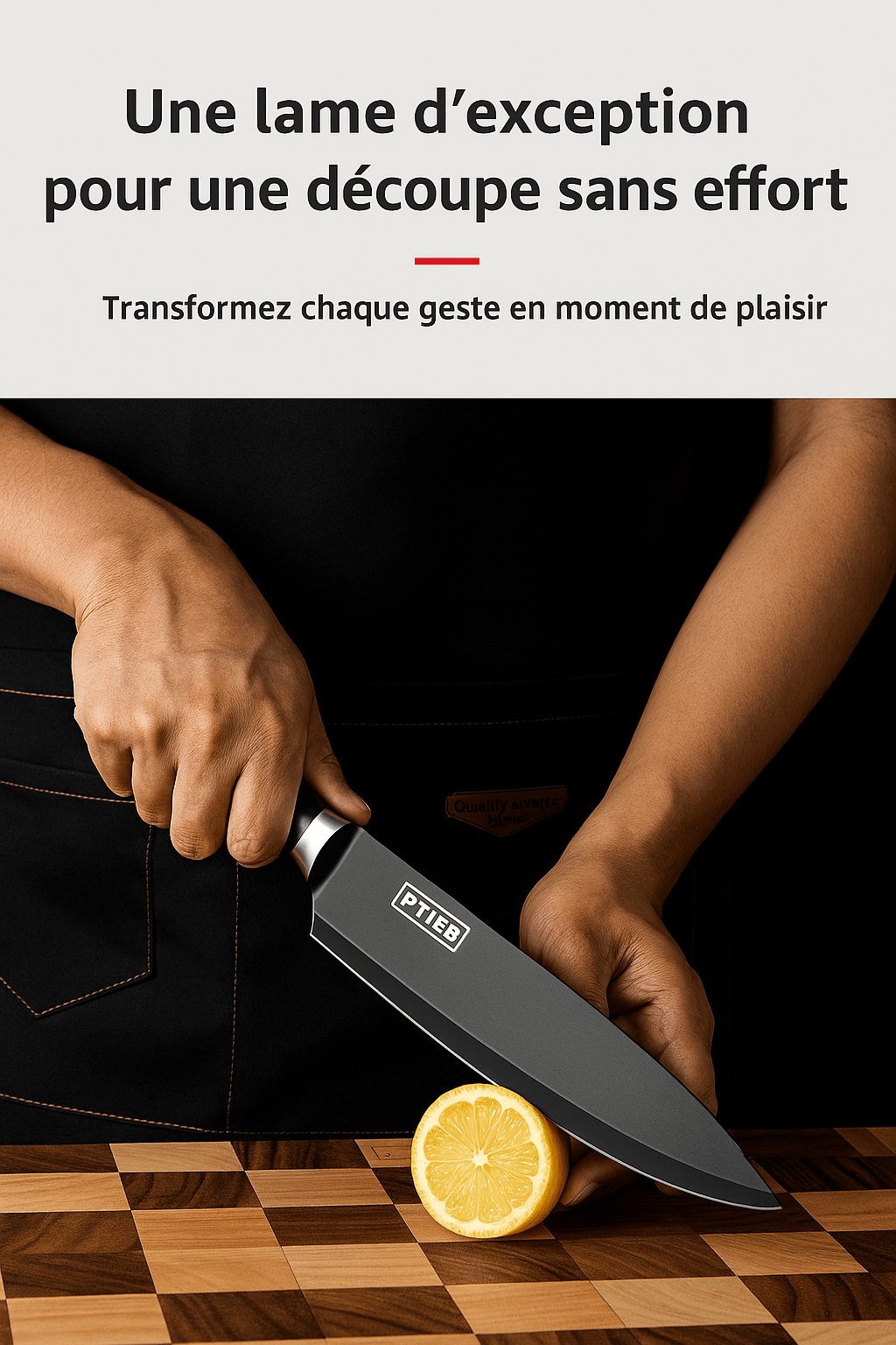 Couteau de cuisine de l'enssemble de 2 couteau de cuisine avec lame d'exception pour une découpe sans effort